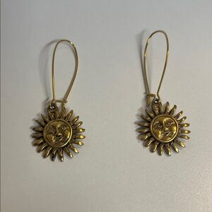 Express Antiqued Gold Celestial Sunburst Dangle Earrings #boho #indie #hippie